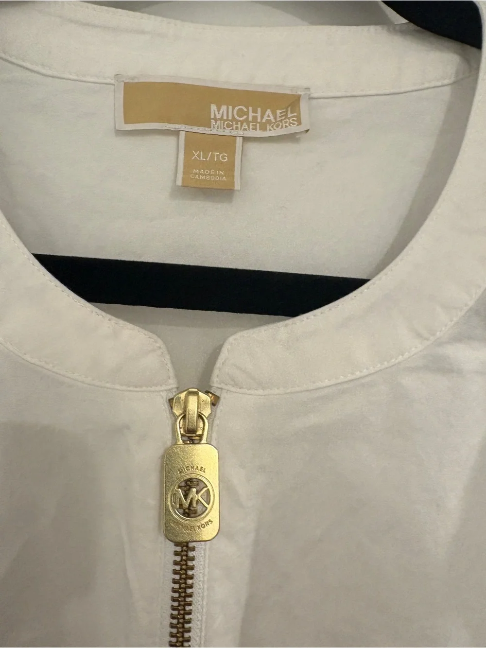 Michael Kors White Sleeveless Ruffle-Trim Zip Front Camisole